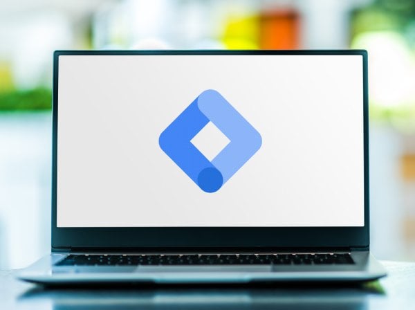 Google Tag Manager logo on laptop
