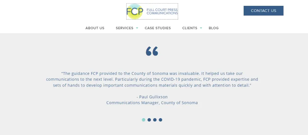 testimonial from FCP communications client